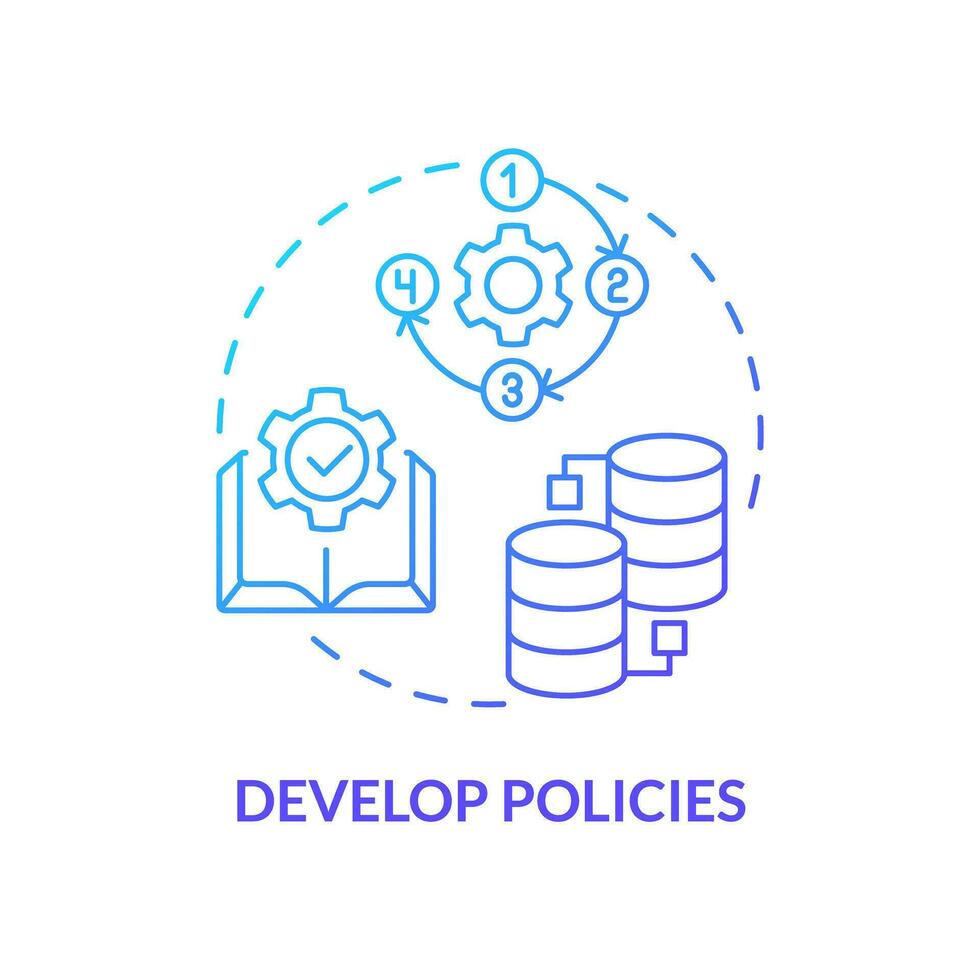 Gradient develop policies concept thin line icon, isolated vector representing data democratization.