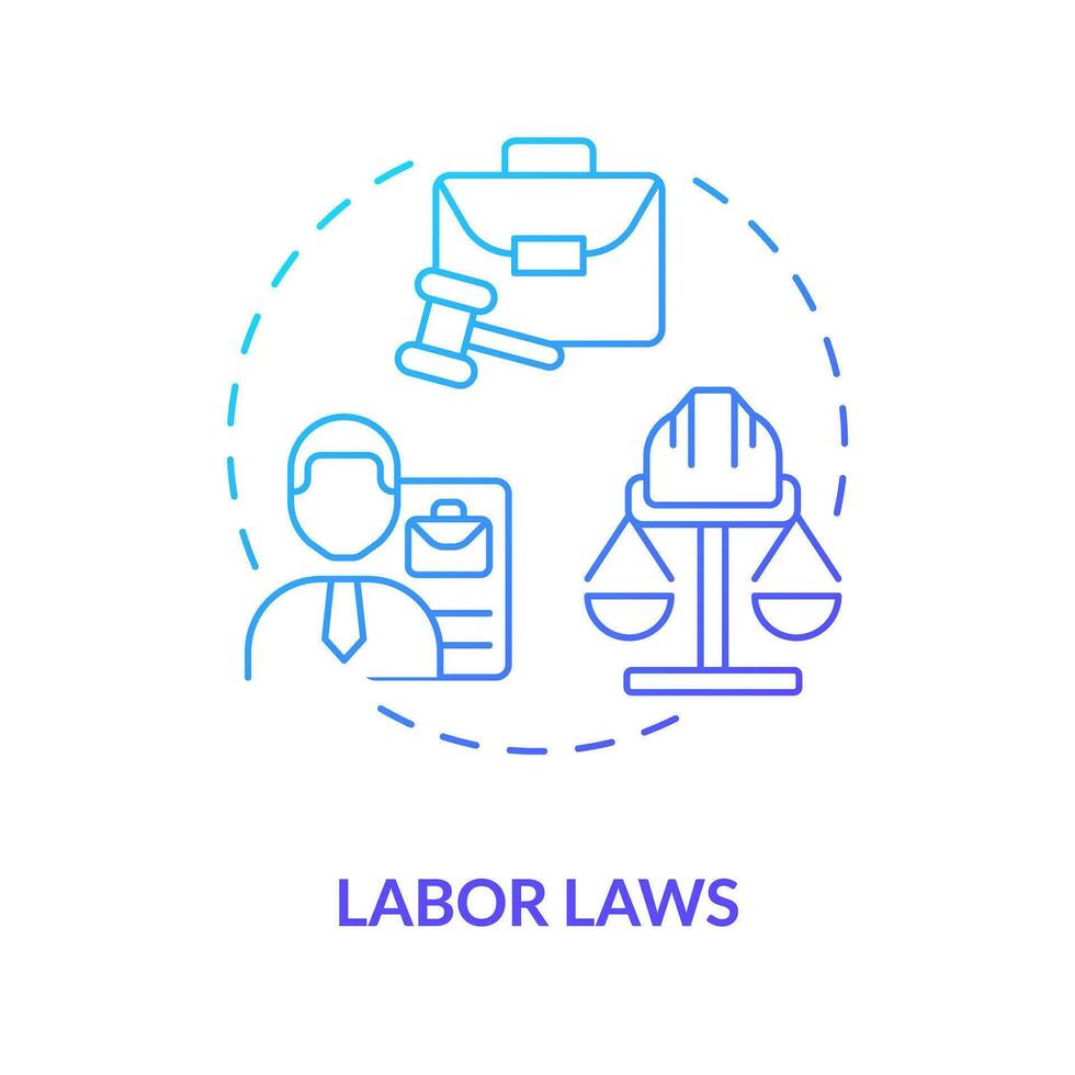 Labor laws blue gradient concept icon. Employee rights protection. Work contract. Law and legal issue abstract idea thin line illustration. Isolated outline drawing vector