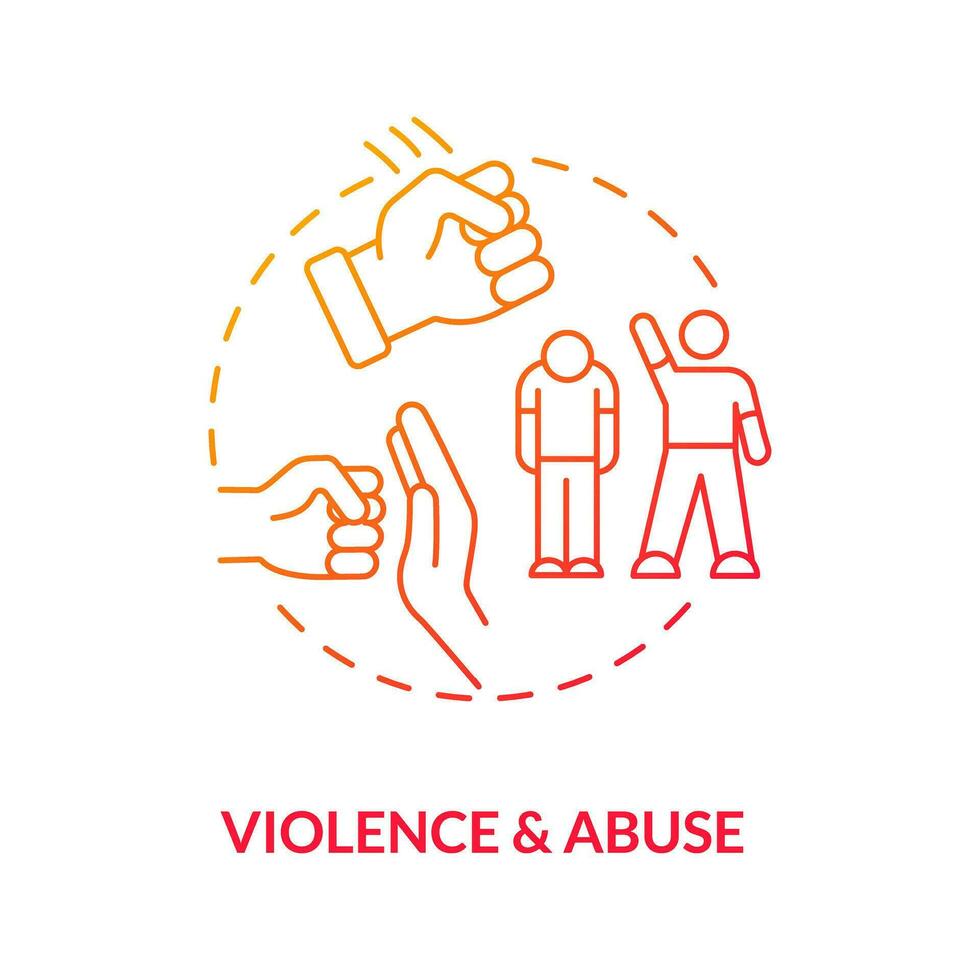 Violence and abuse red gradient concept icon. Expressing aggression. Social problem. Justice issue abstract idea thin line illustration. Isolated outline drawing vector
