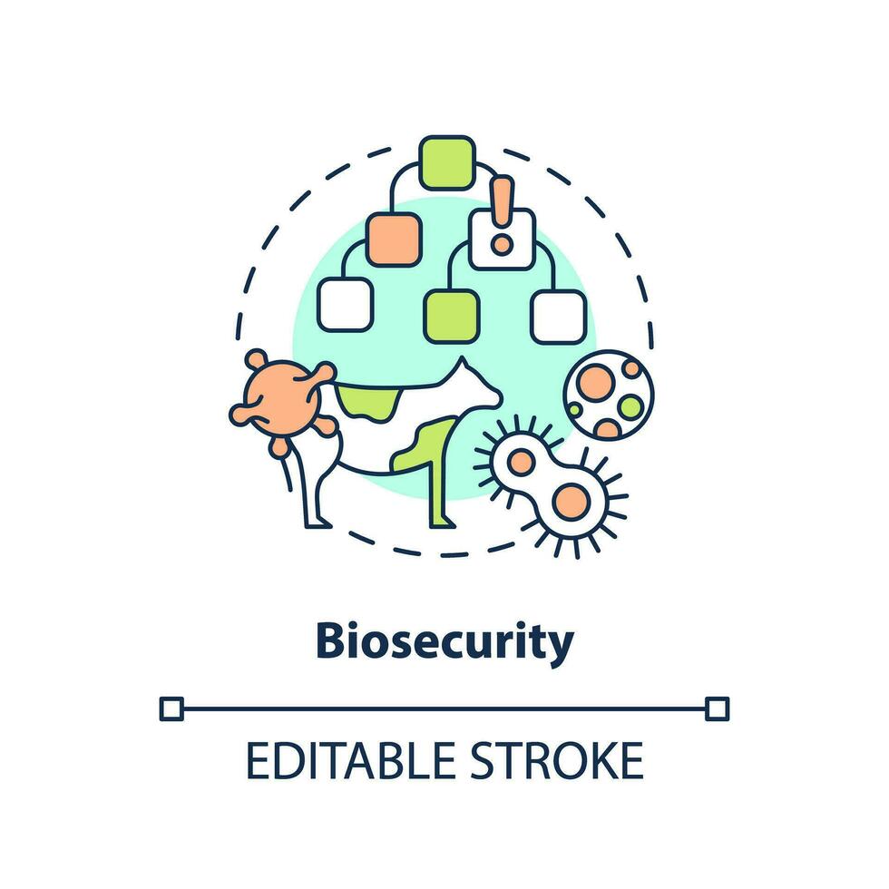 bioseguridad concepto icono. peligro prevención. agricultura política preocupación resumen idea Delgado línea ilustración. aislado contorno dibujo. editable carrera vector