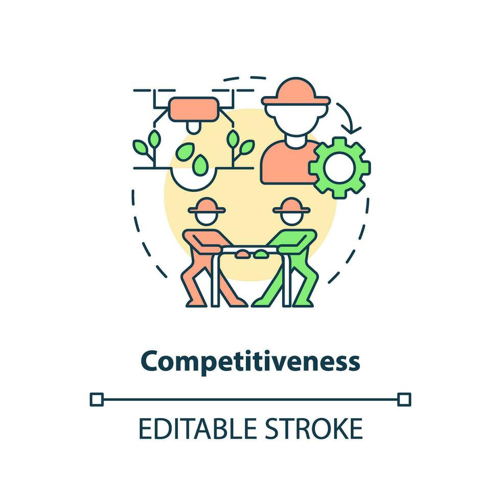 Competitiveness concept icon. Market orientation. Agriculture policy objective abstract idea thin line illustration. Isolated outline drawing. Editable stroke vector