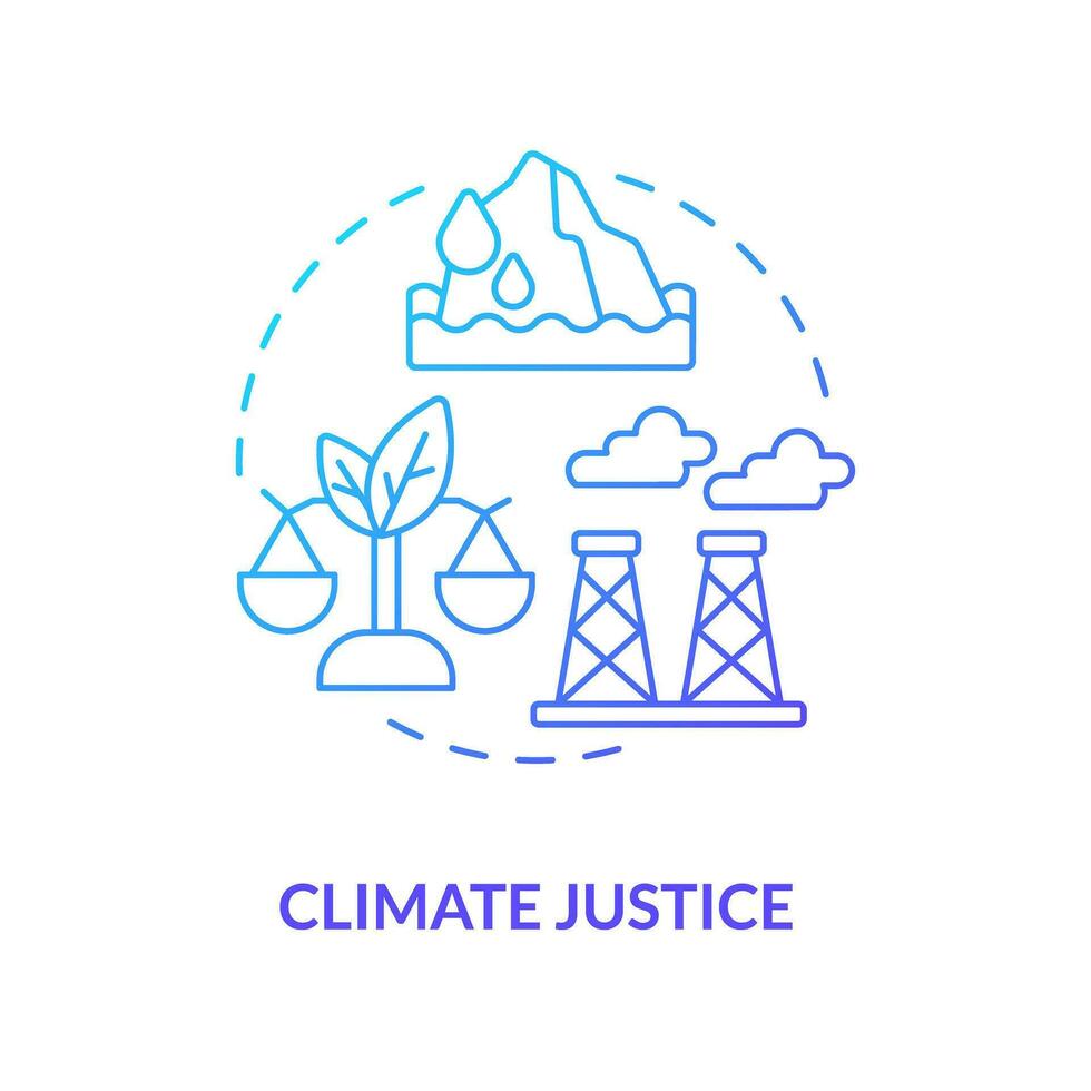 Climate justice blue gradient concept icon. Global warming prevention. Social justice example abstract idea thin line illustration. Isolated outline drawing vector