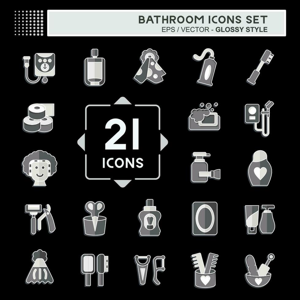 Icon Set Bathroom. related to Clinic symbol. glossy style. simple design editable. simple illustration vector