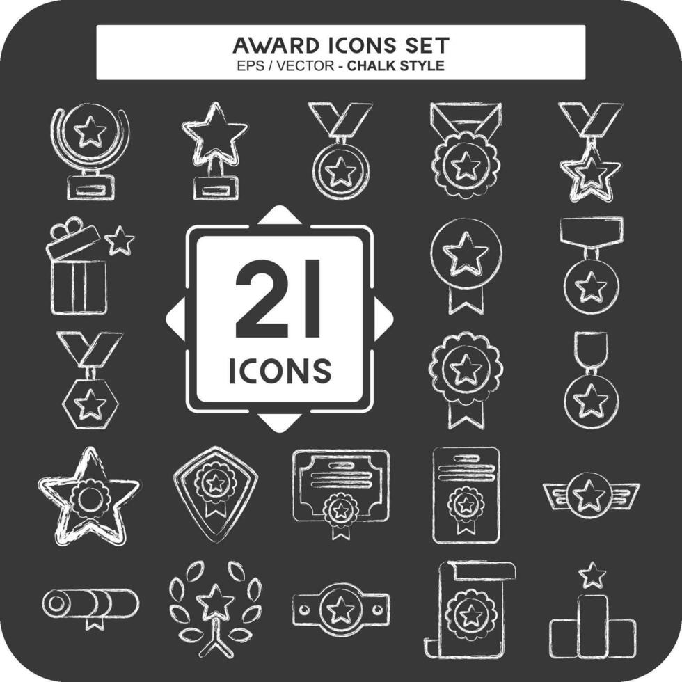 Icon Set Award. related to Award symbol. chalk Style. simple design editable. simple illustration vector