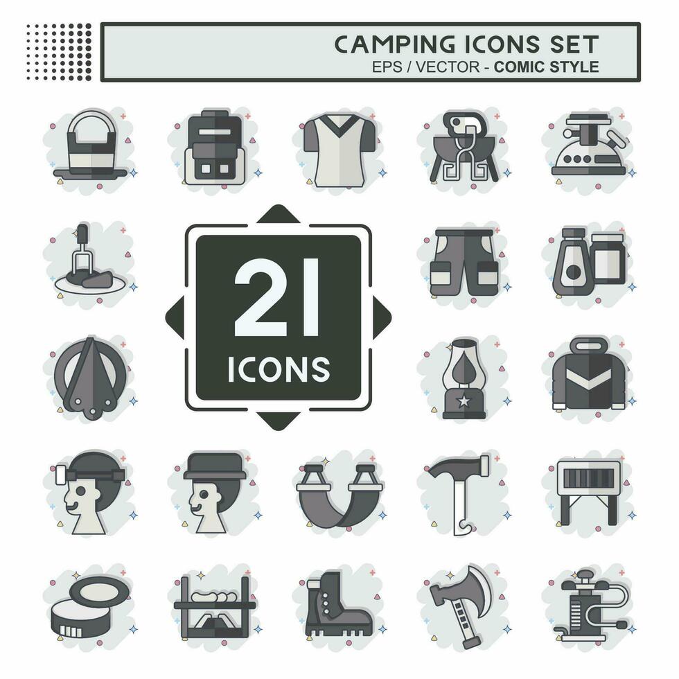 Icon Set Camping. related to Adventure symbol. comic style. simple design editable. simple illustration vector