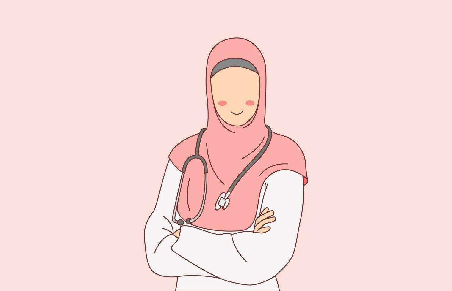 Muslim doctor wearing hijab Illustration vector