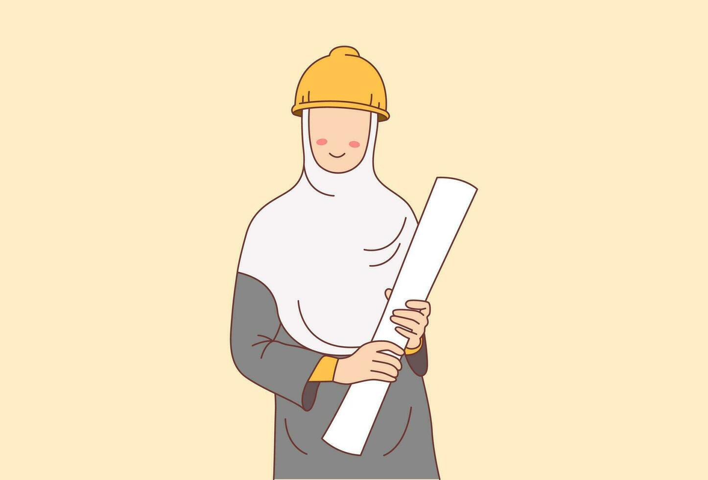 Woman architect wearing hijab illustration vector