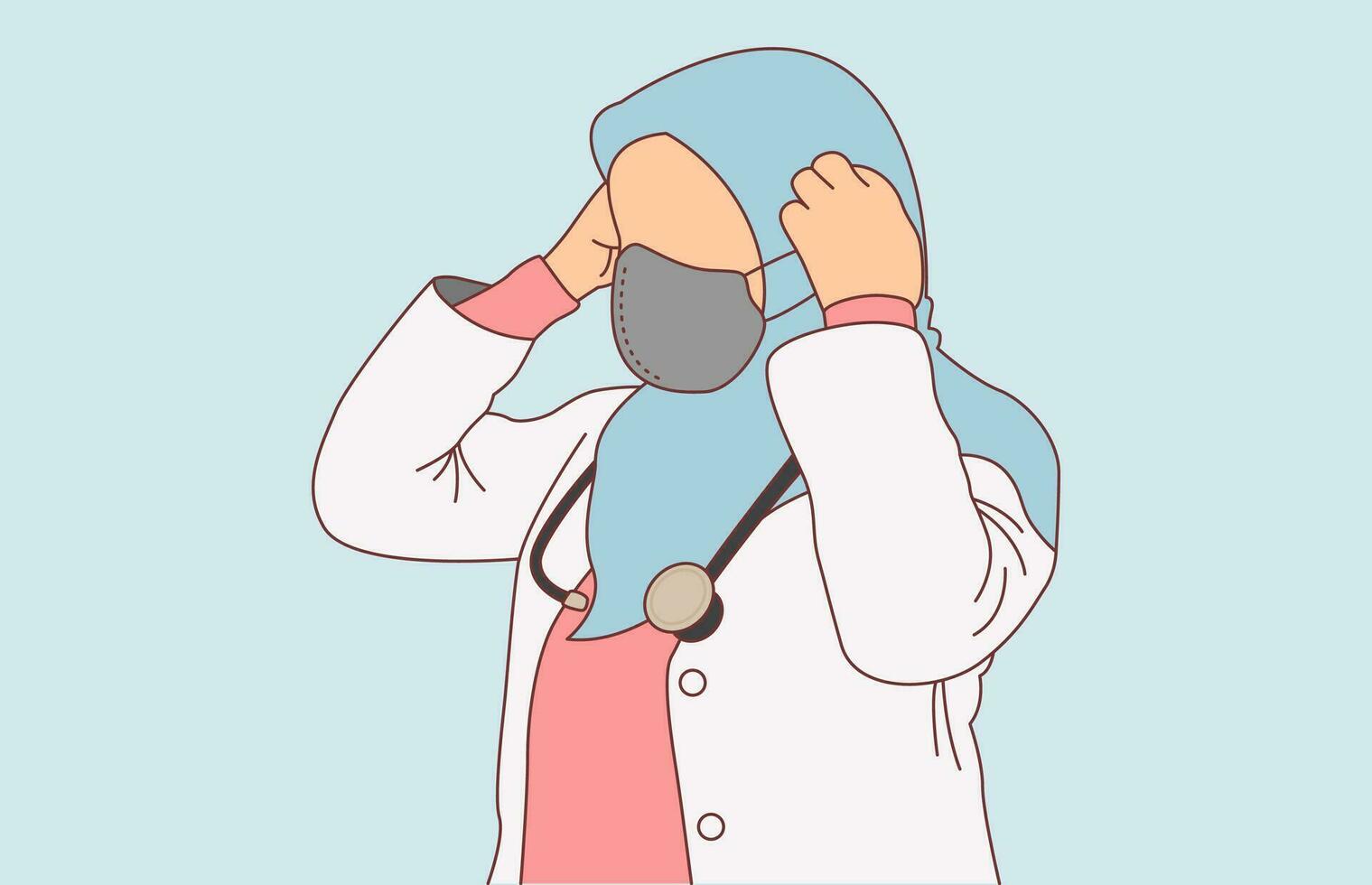 female doctor wearing a medical mask illustration vector