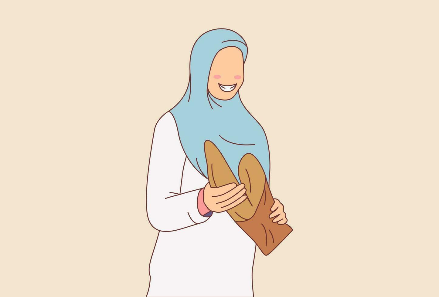 Woman Selling Bread illustration vector