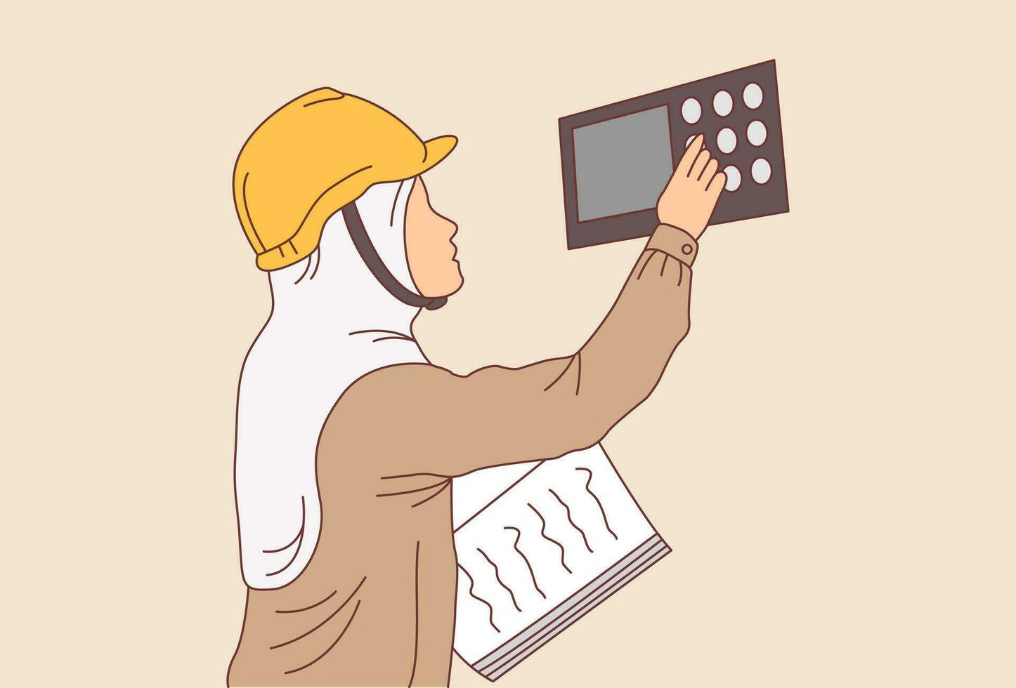 Woman engineer wearing hijab Illustration vector