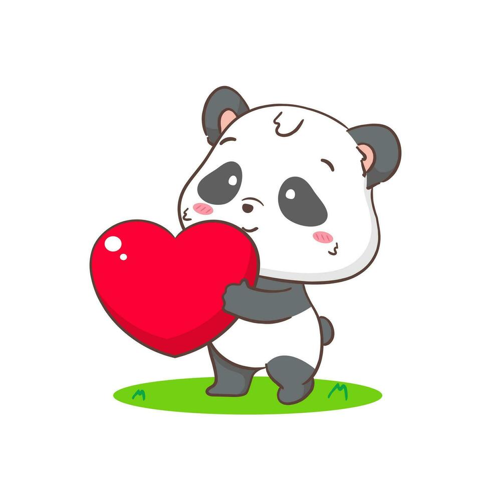 パンダLOVE！ Cute panda with big love heart. Adorable kawaii animal