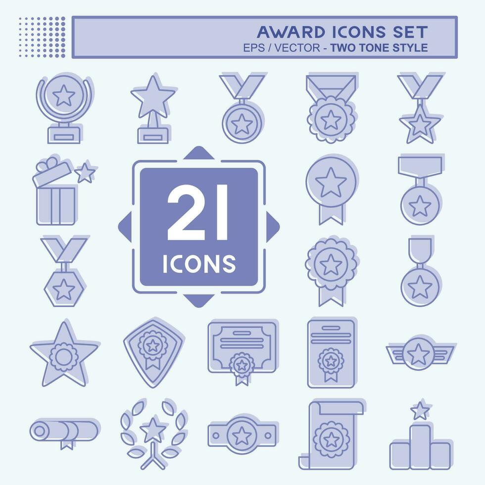 Icon Set Award. related to Award symbol. two tone style. simple design editable. simple illustration vector