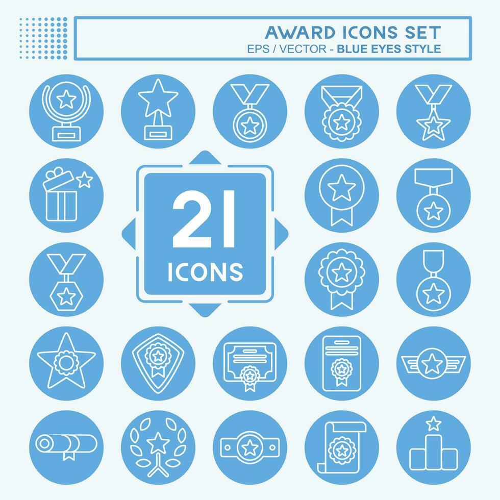 Icon Set Award. related to Award symbol. blue eyes style. simple design editable. simple illustration vector