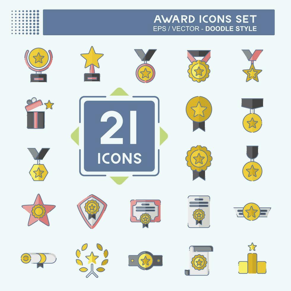 Icon Set Award. related to Award symbol. doodle style. simple design editable. simple illustration vector