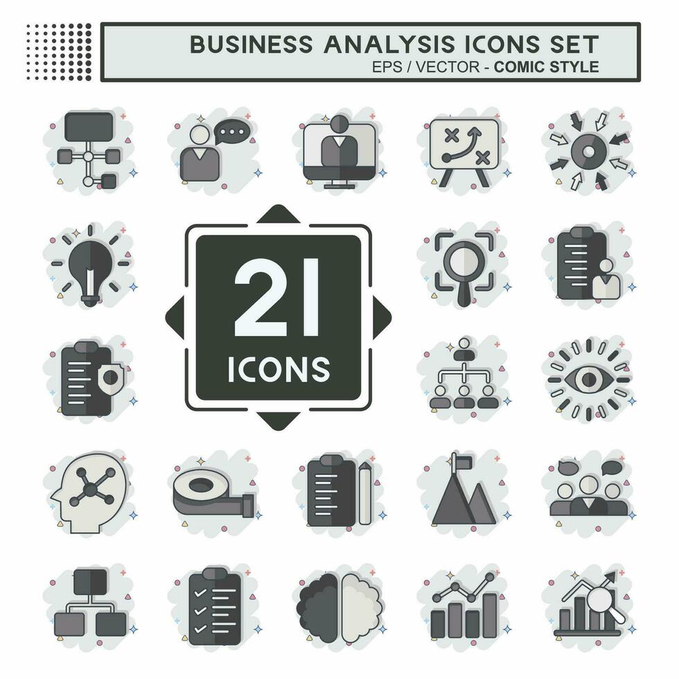 Icon Set Business Analysis. related to Business symbol. comic style simple design editable. simple illustration vector