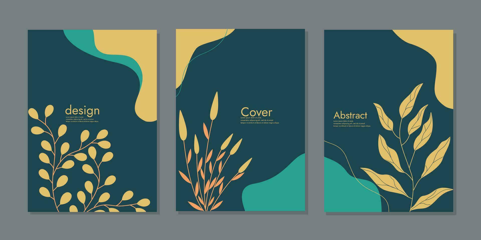 Set of notebook cover hand drawn floral designs. abstract retro botanical background.It can be used for invitation, card, cover book, diary, notebook. Vector illustration