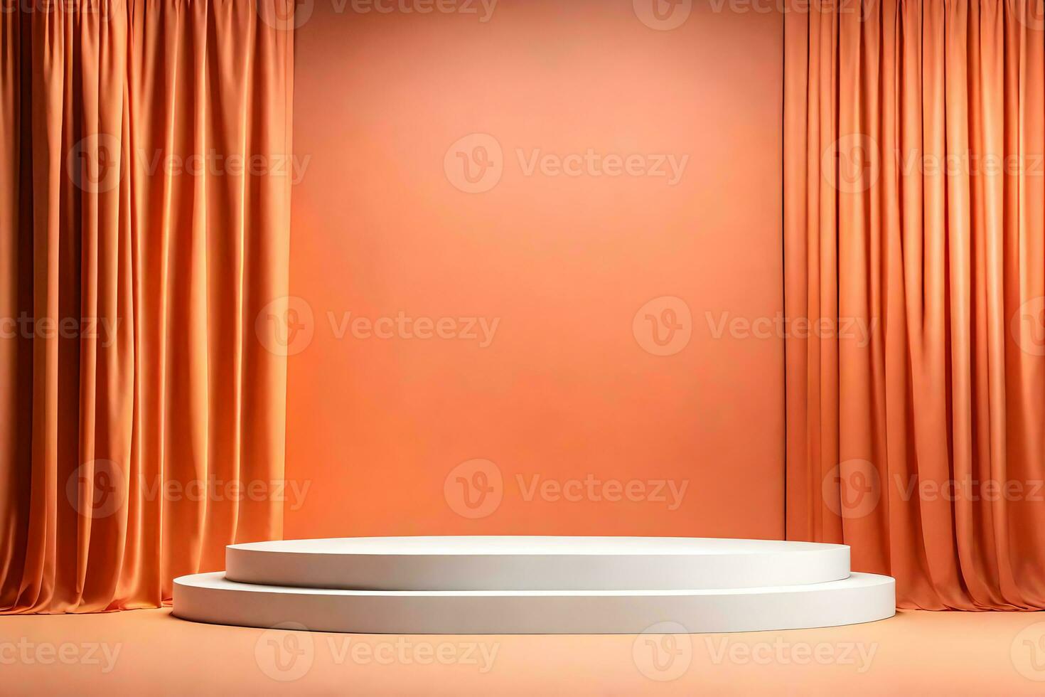 Simple 3D Pedestal Podium with curtain decoration for product display Photo Background