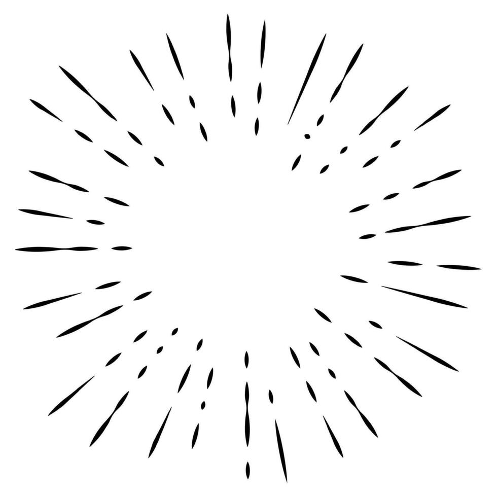sunburst hand drawn. doodle background design element. isolated white background. vector illustration