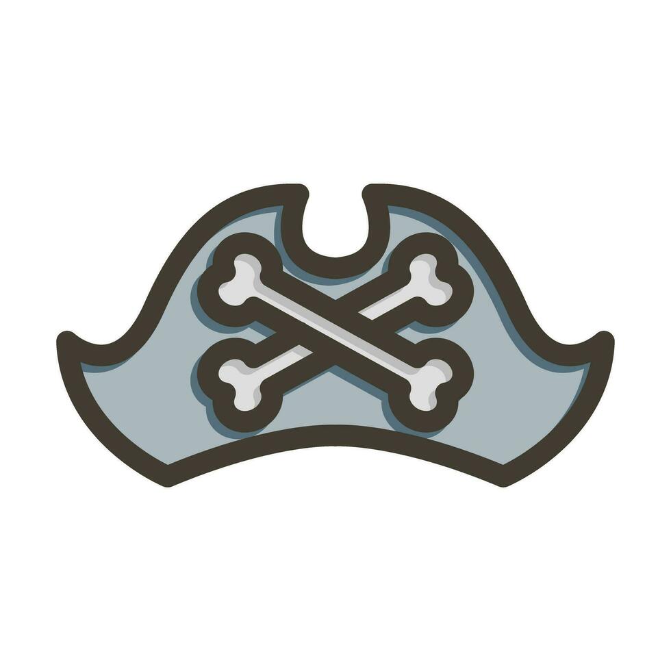 Pirate Hat Vector Thick Line Filled Colors Icon For Personal And Commercial Use.