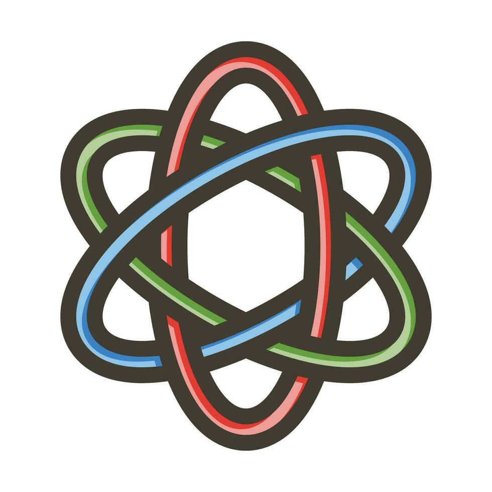 Atom Vector Thick Line Filled Colors Icon For Personal And Commercial Use.