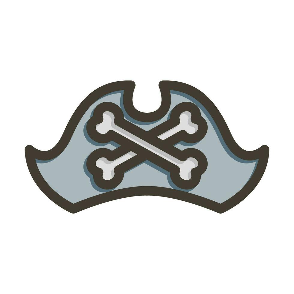 Captain Hat Vector Thick Line Filled Colors Icon For Personal And Commercial Use.