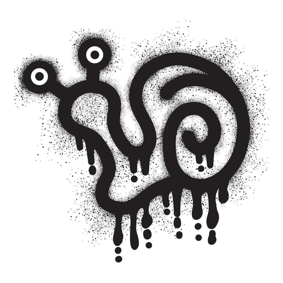 Snail graffiti with black spray paint vector