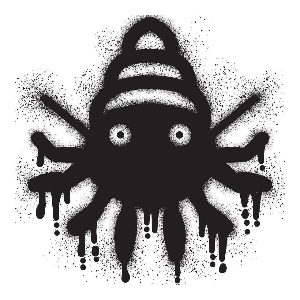 ermitaño cangrejo pintada con negro rociar pintar vector