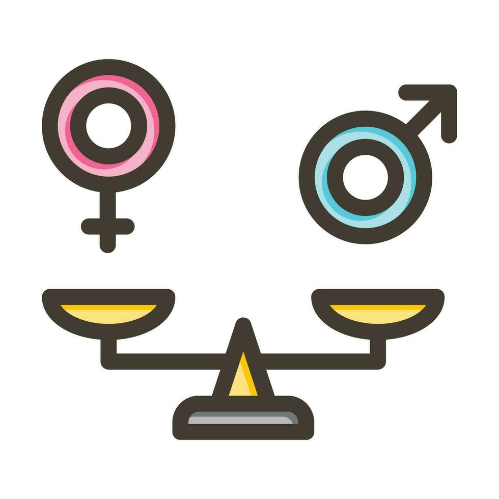 Gender Equality Vector Thick Line Filled Colors Icon For Personal And Commercial Use.