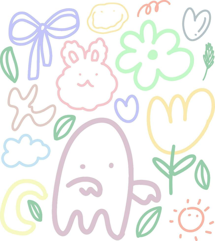 hand drawn cute doodle shapes vector