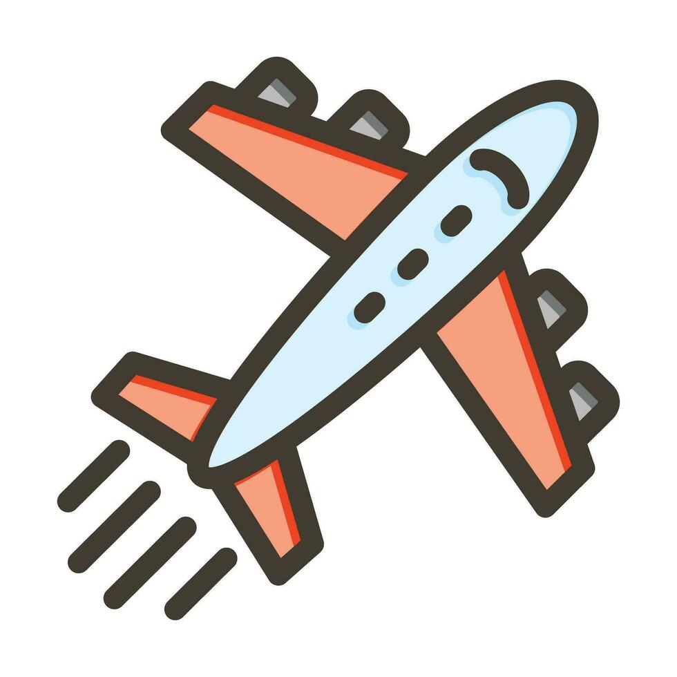 Airplane Vector Thick Line Filled Colors Icon For Personal And Commercial Use.