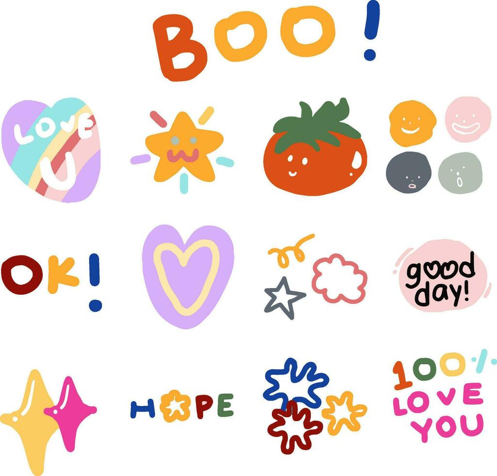 cute drawing doodle shapes for template vector