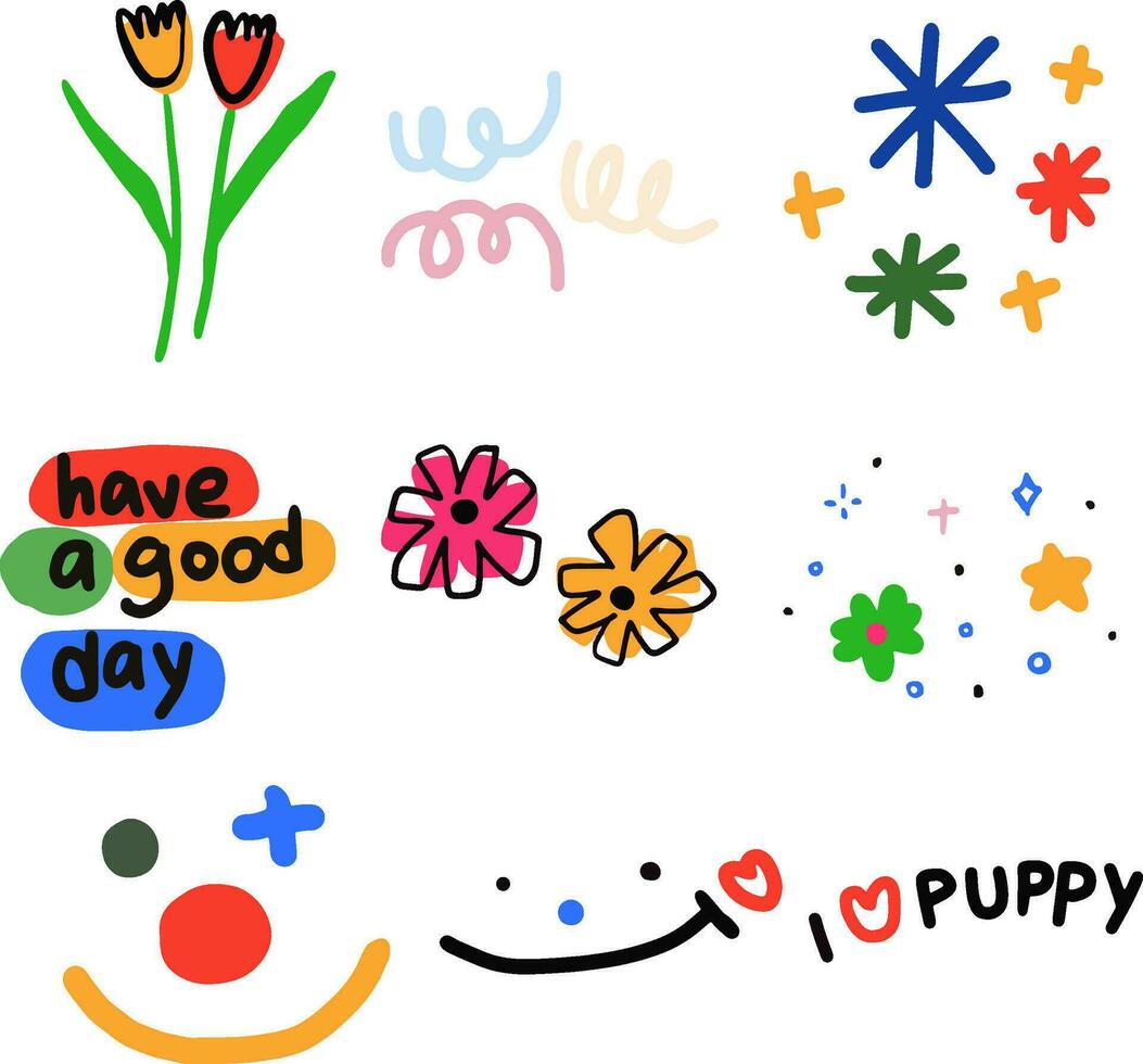 cute drawing doodle shapes for template vector
