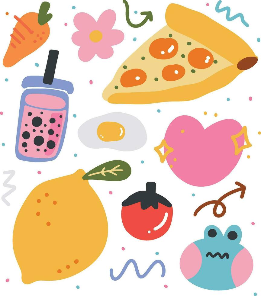 hand drawn cute doodle shapes vector