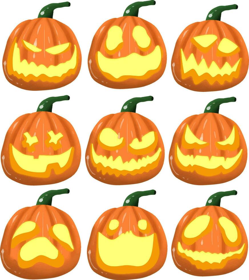 hand drawn scary pumpkin for halloween vector