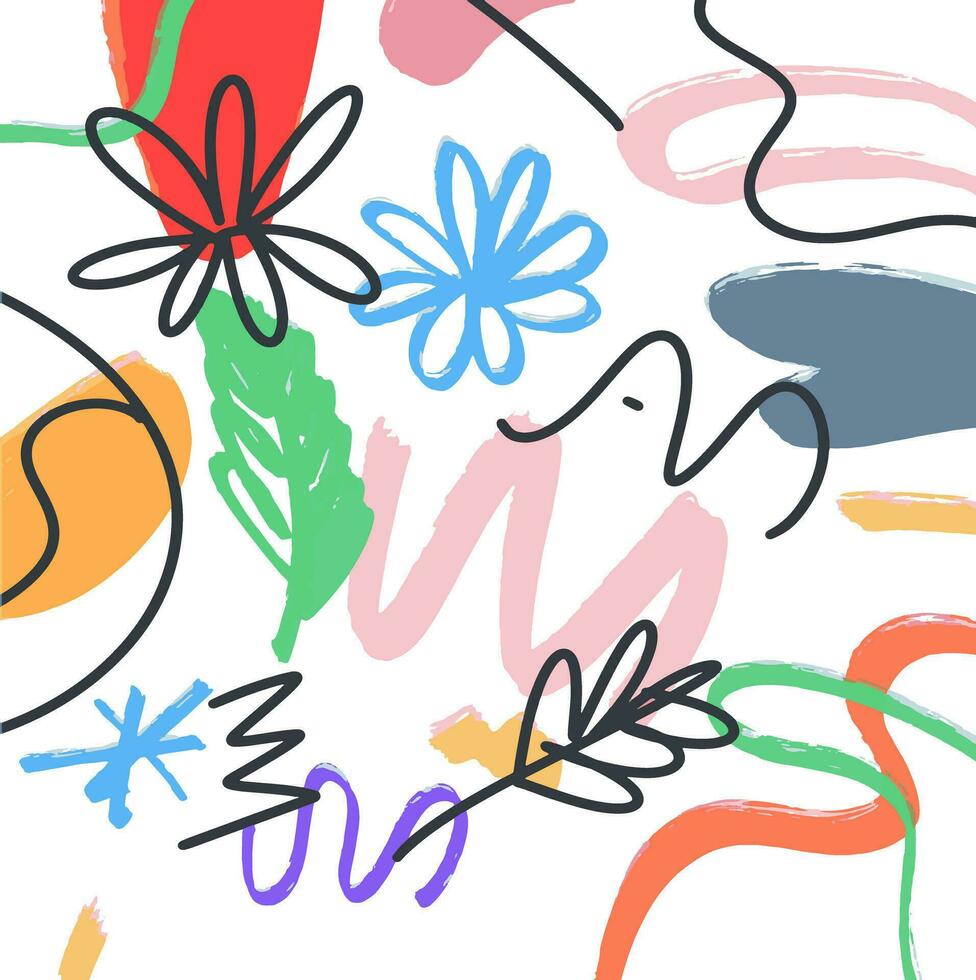 doodle cute line for template vector