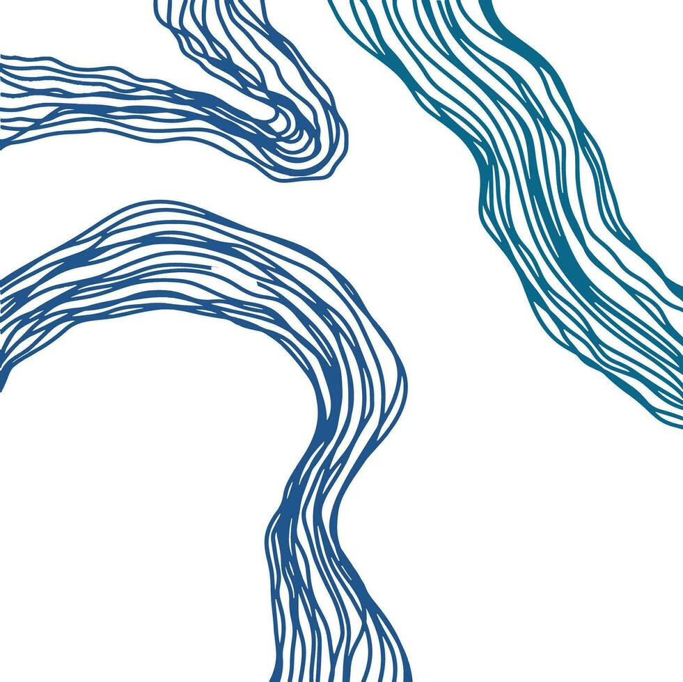 hand drawn abstract blue line design vector