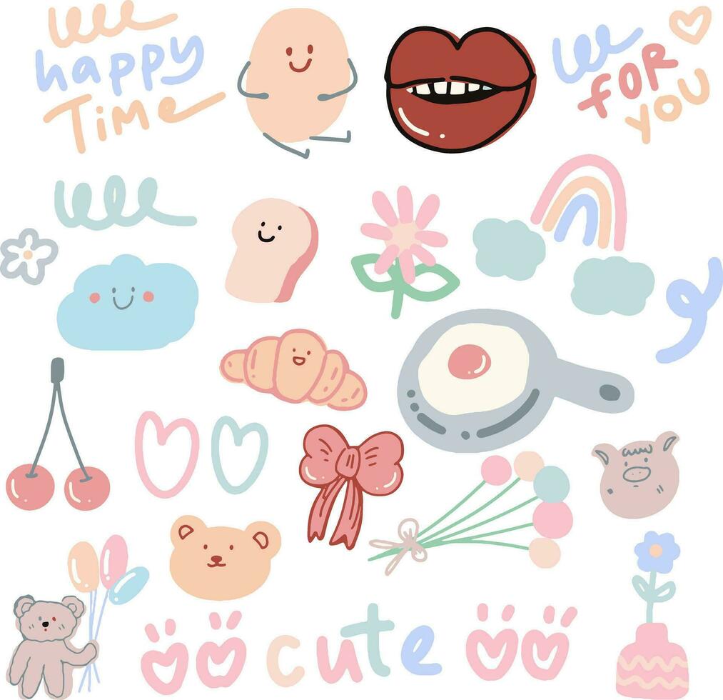 cute doodle shapes for template vector