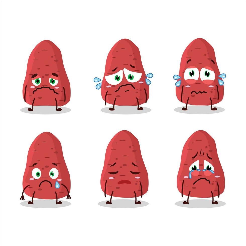 Sweet potatoe cartoon character with sad expression vector