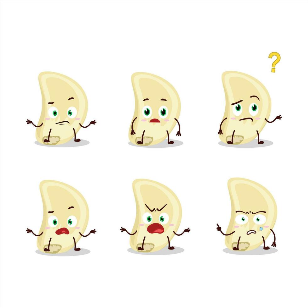 Cartoon character of slice of garlic with what expression vector