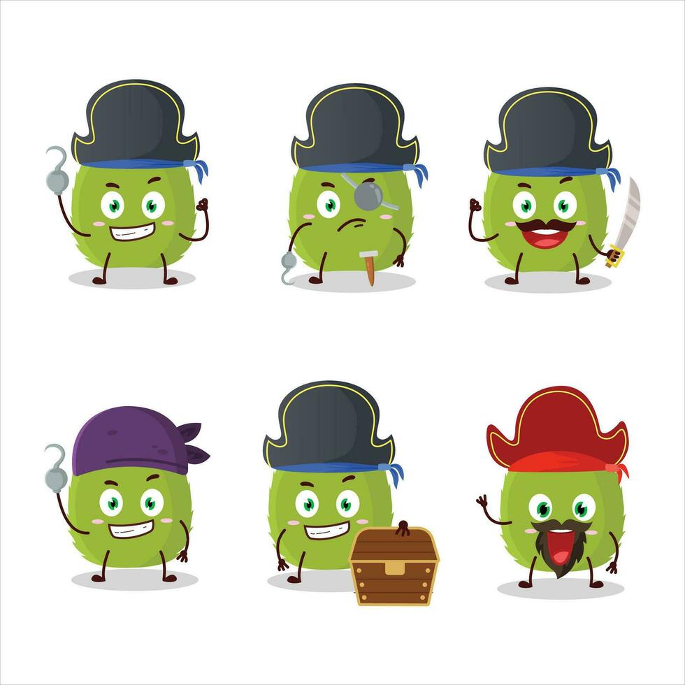 dibujos animados personaje de albahaca hojas con varios piratas emoticones vector