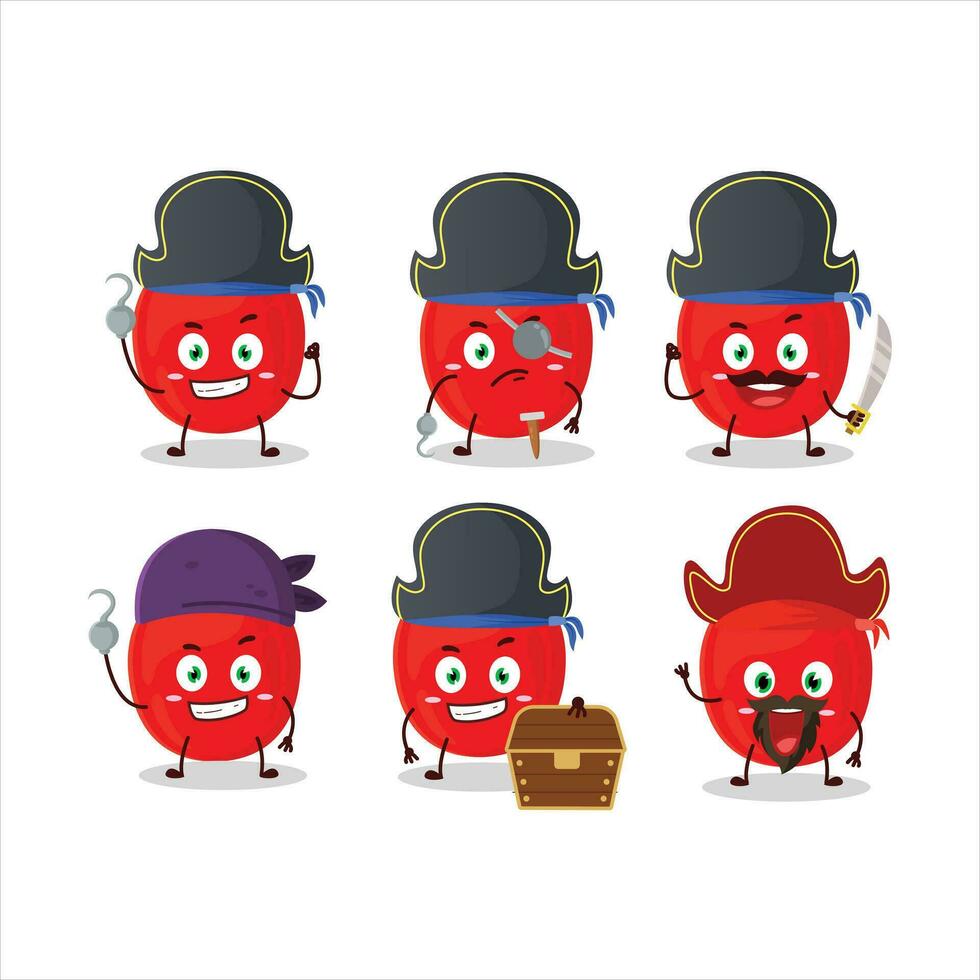 dibujos animados personaje de pimienta con varios piratas emoticones vector
