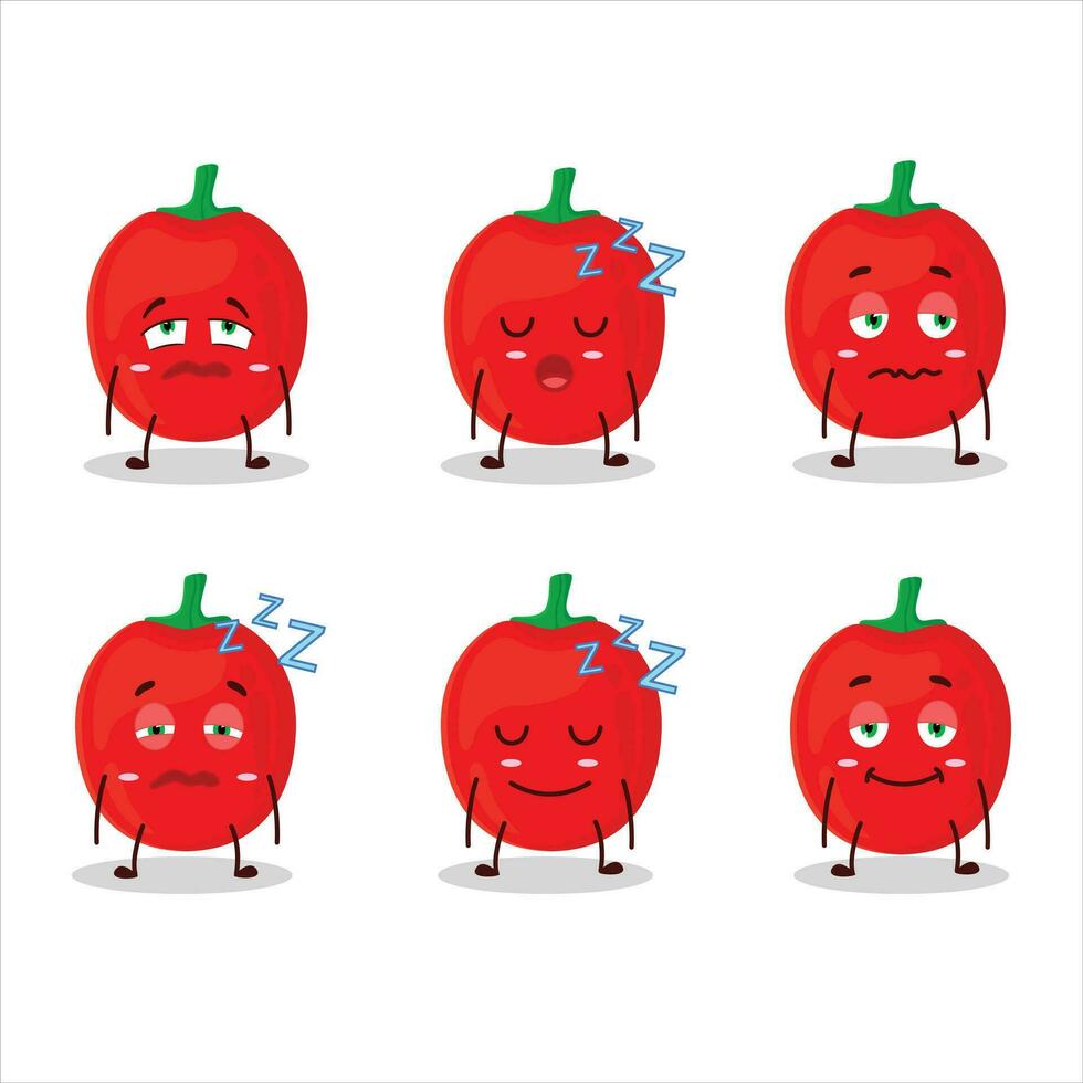 Cartoon character of pimiente with sleepy expression vector