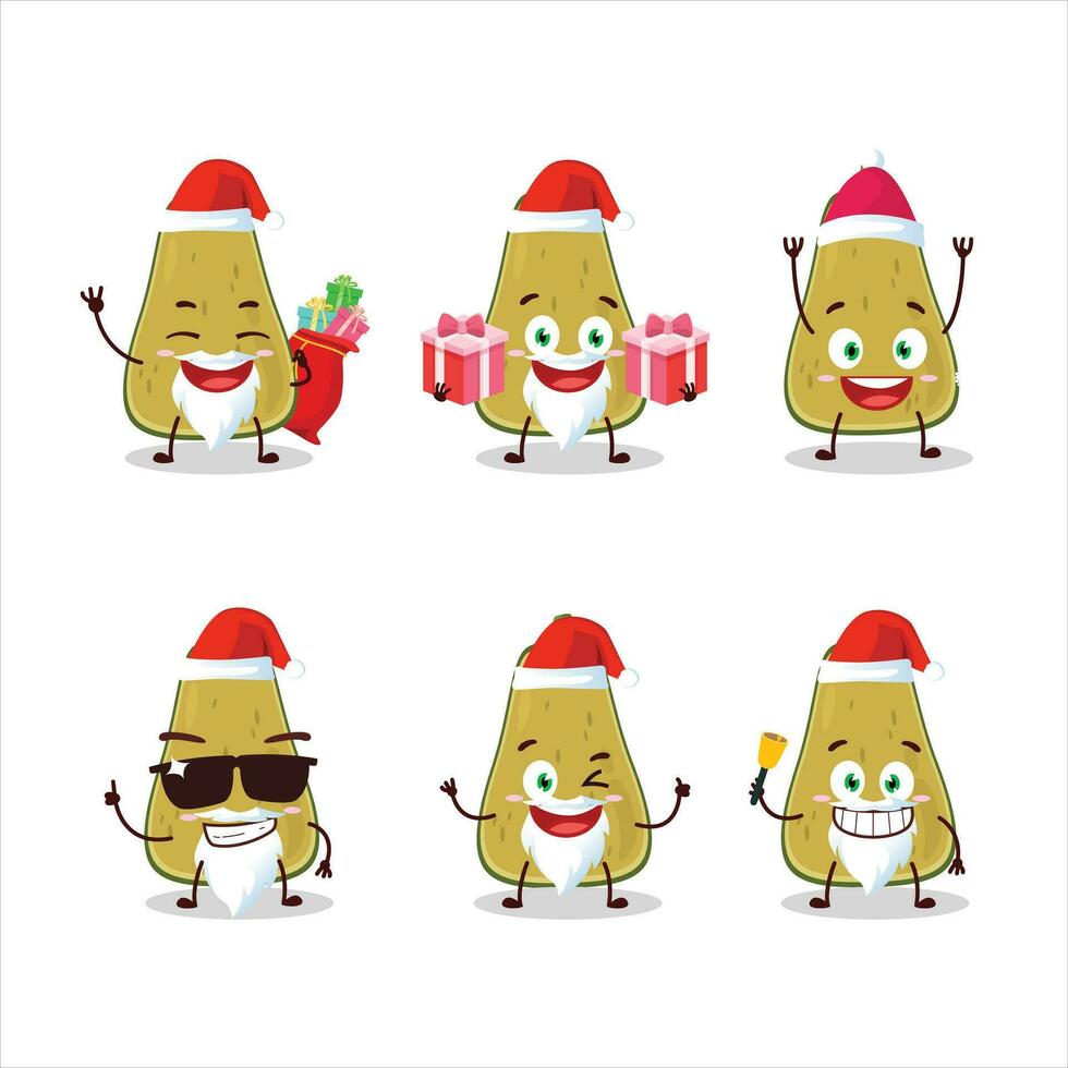 Papa Noel claus emoticones con rebanada de squash dibujos animados personaje vector