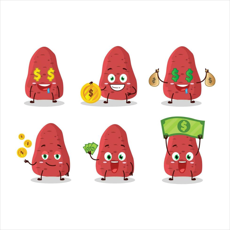 Sweet potatoe cartoon character with cute emoticon bring money vector
