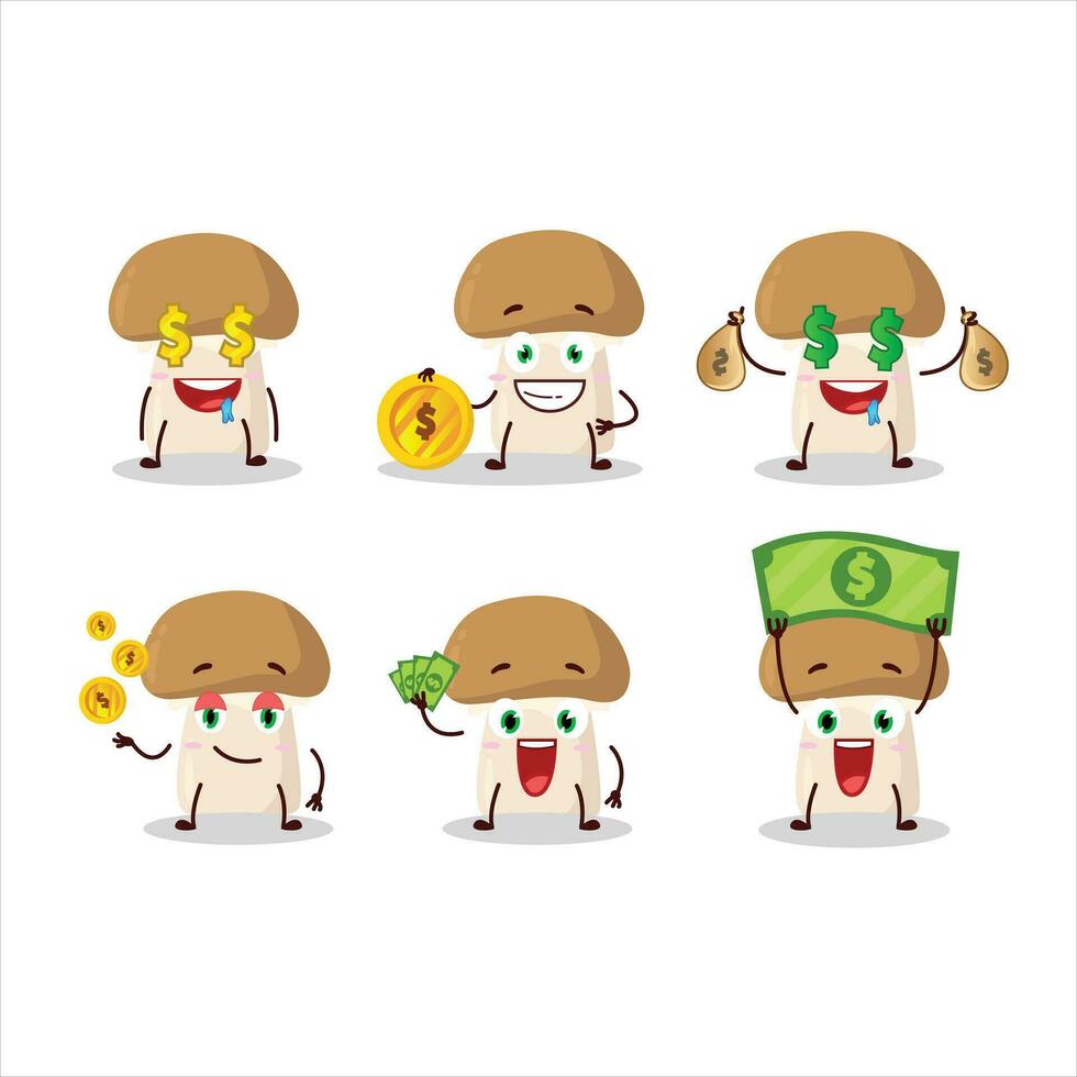 Champignon cartoon character with cute emoticon bring money vector