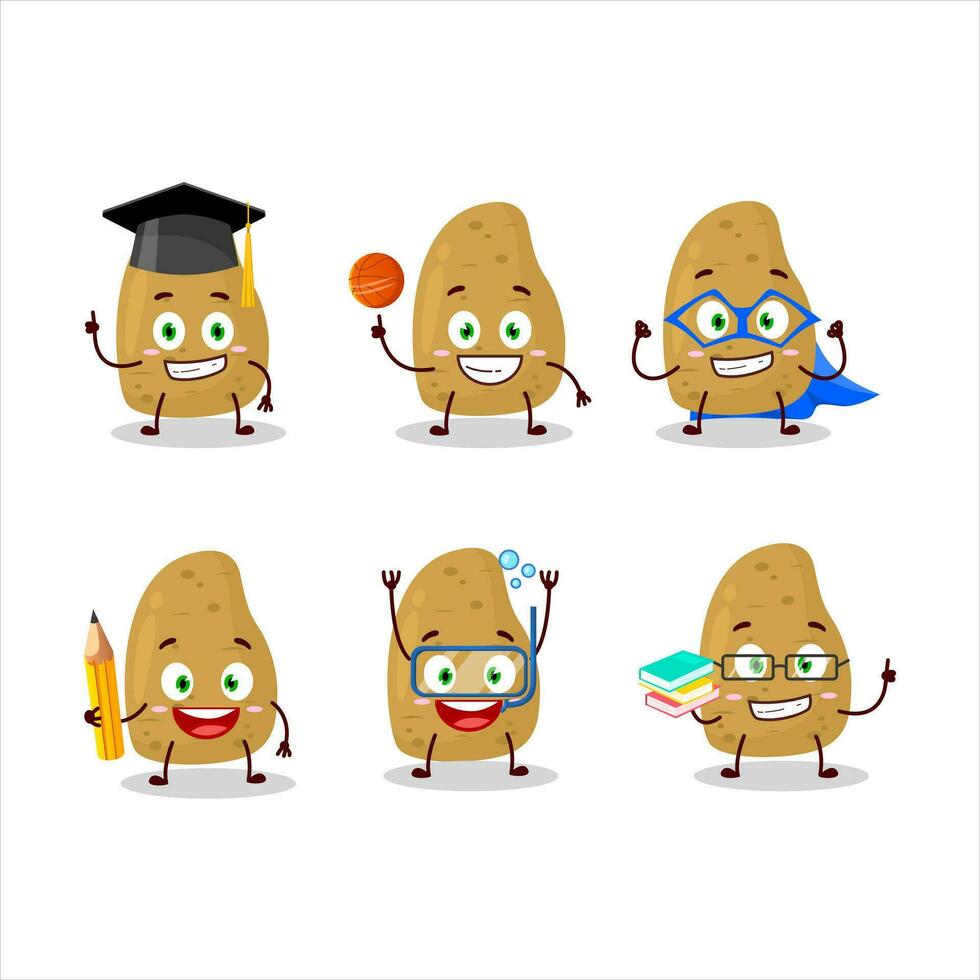 School student of potatoe cartoon character with various expressions vector