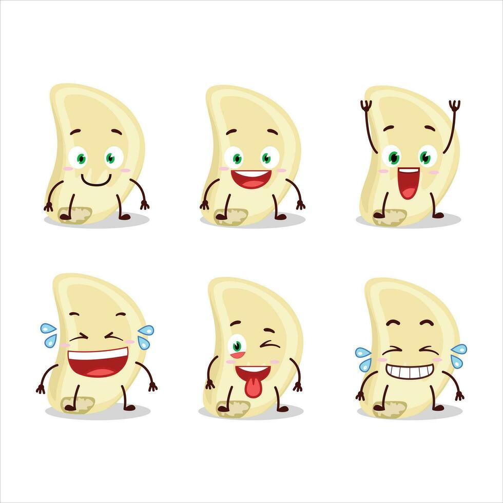 Cartoon character of slice of garlic with smile expression vector