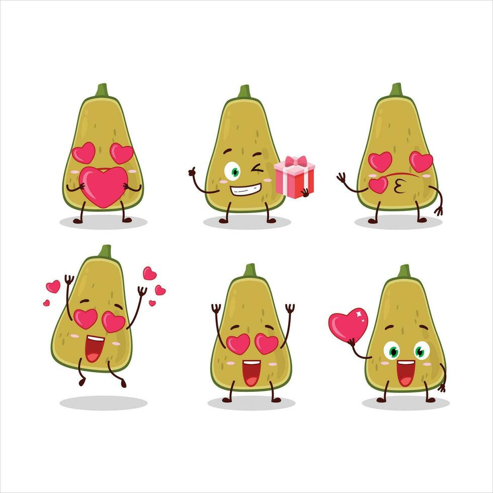 rebanada de squash dibujos animados personaje con amor linda emoticon vector