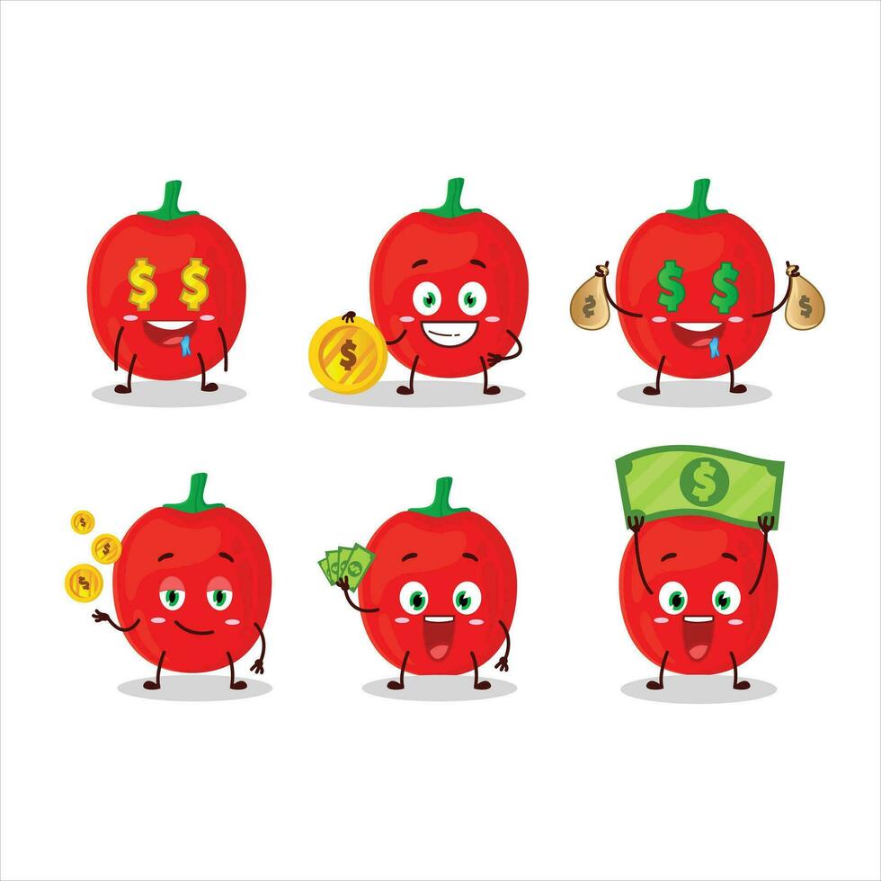 Pimiente cartoon character with cute emoticon bring money vector