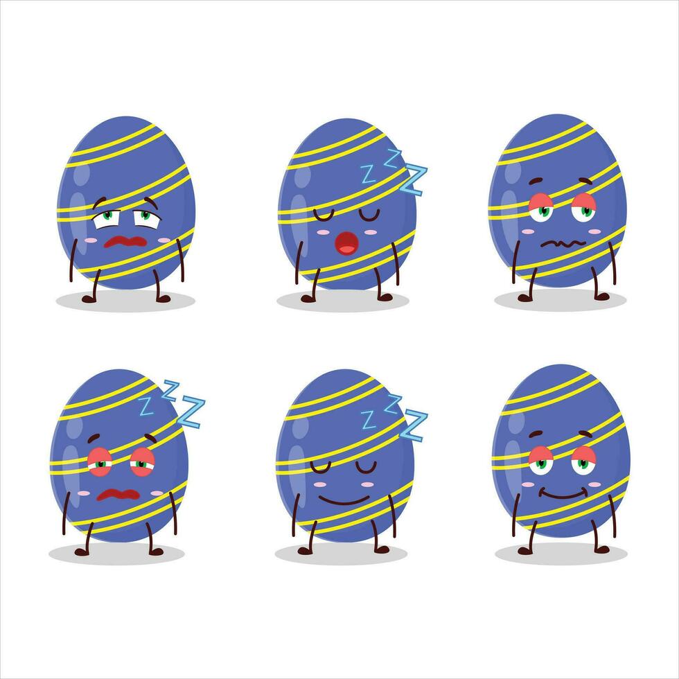 Cartoon character of blue easter egg with sleepy expression vector